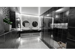 Luxury in Contrast: Black & White Bathroom Visualization