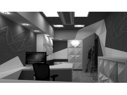 проект дизайна интерьера рабочего кабинета "оригами"