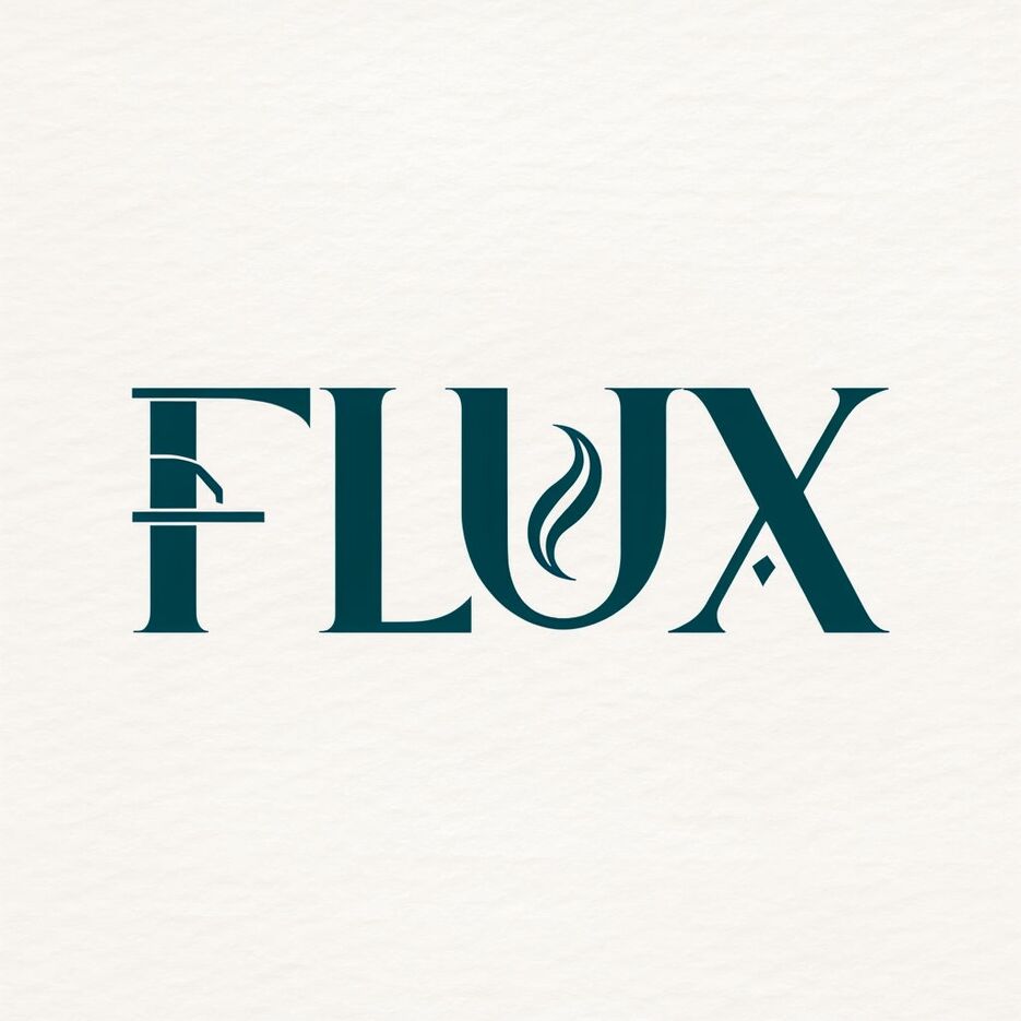 Elegant Geometric FLUX Logo Design on Soft Textured Background Logo.png