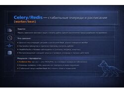 Celery/Redis — стабильные очереди и расписание (worker/beat)