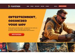 Playstack - дизайн лэндинга развлекательной платформы