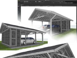 ArchiCAD Проект навеса для двух автомобилей 9×6 м