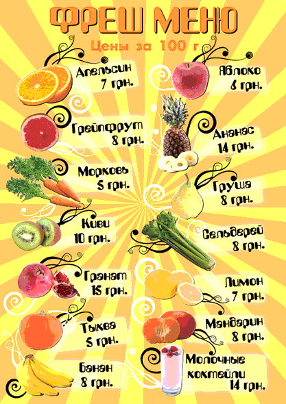 Fruit menu