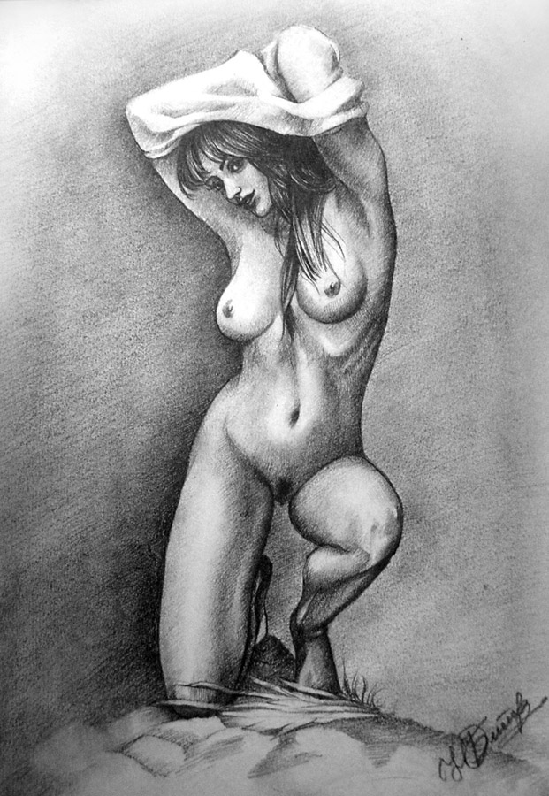 Erotic pencil drawings nude women.