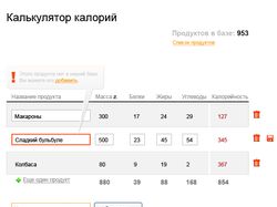 Калькулятор калорий