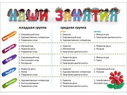 Расписание занятий для детского сада