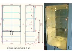 Витрина стеклянная для магазина чертеж